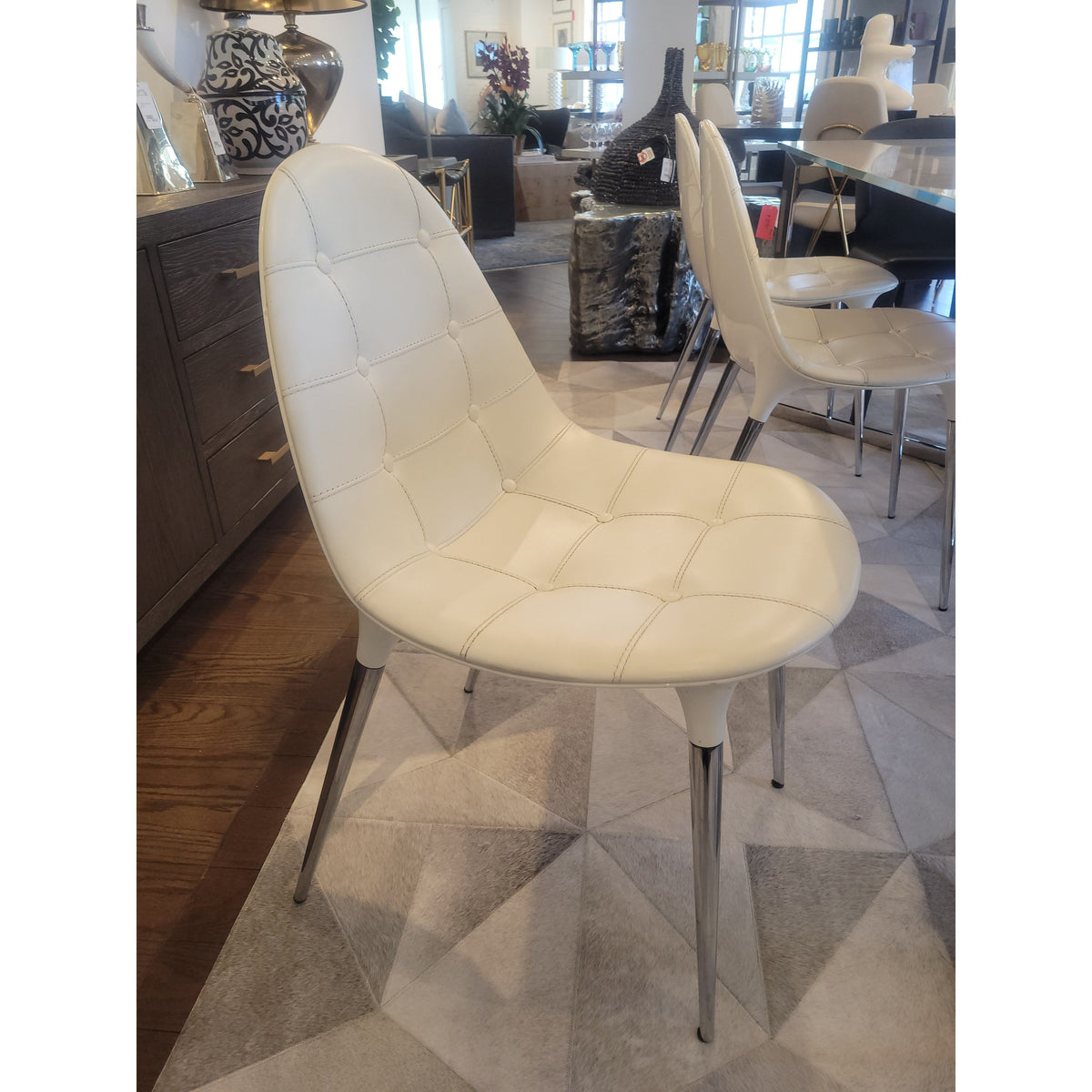 SET of 6 Cassina 'Philippe Starck 245 Caprice' White Leather Chairs