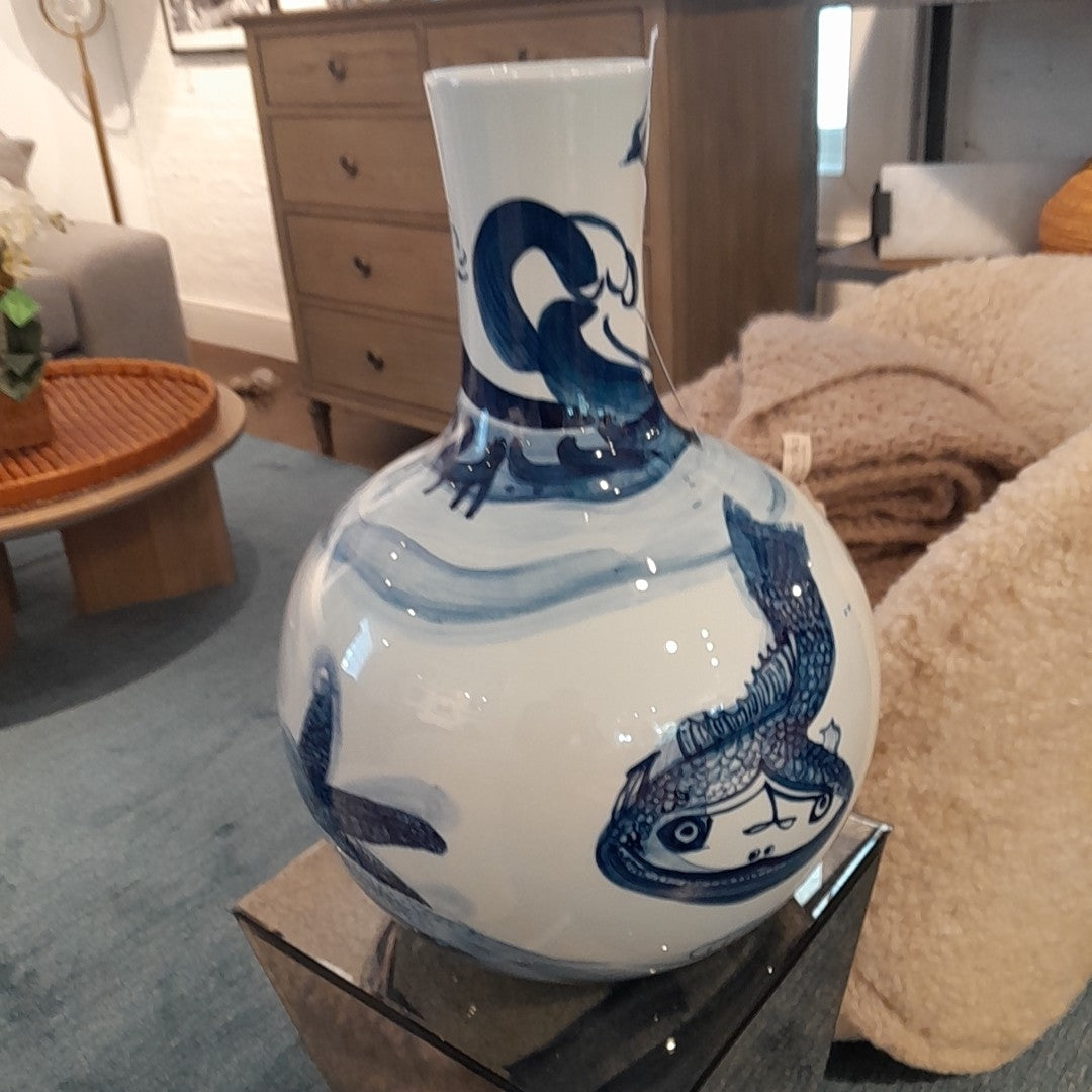 Large Blue & White Vase by Jared Fitzgerald in Presentation Box