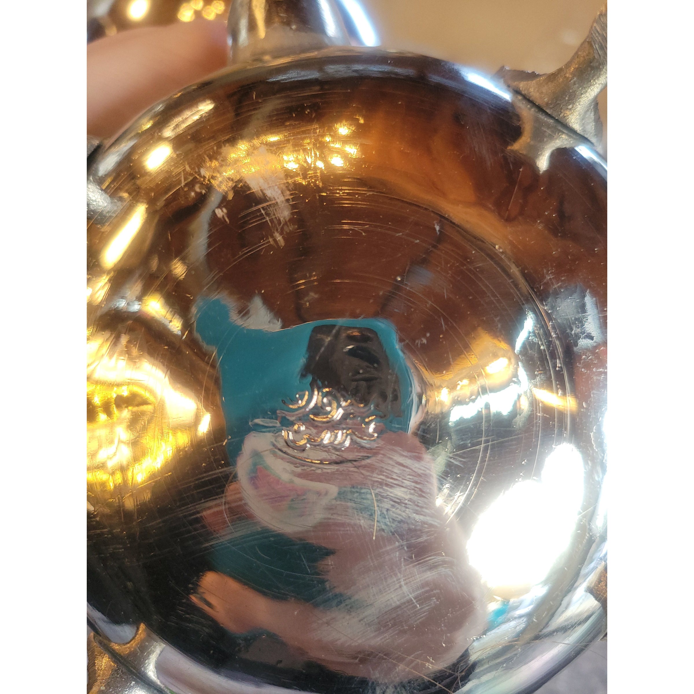 Moroccan Engraved Silver Plate Teapot w/ Legs