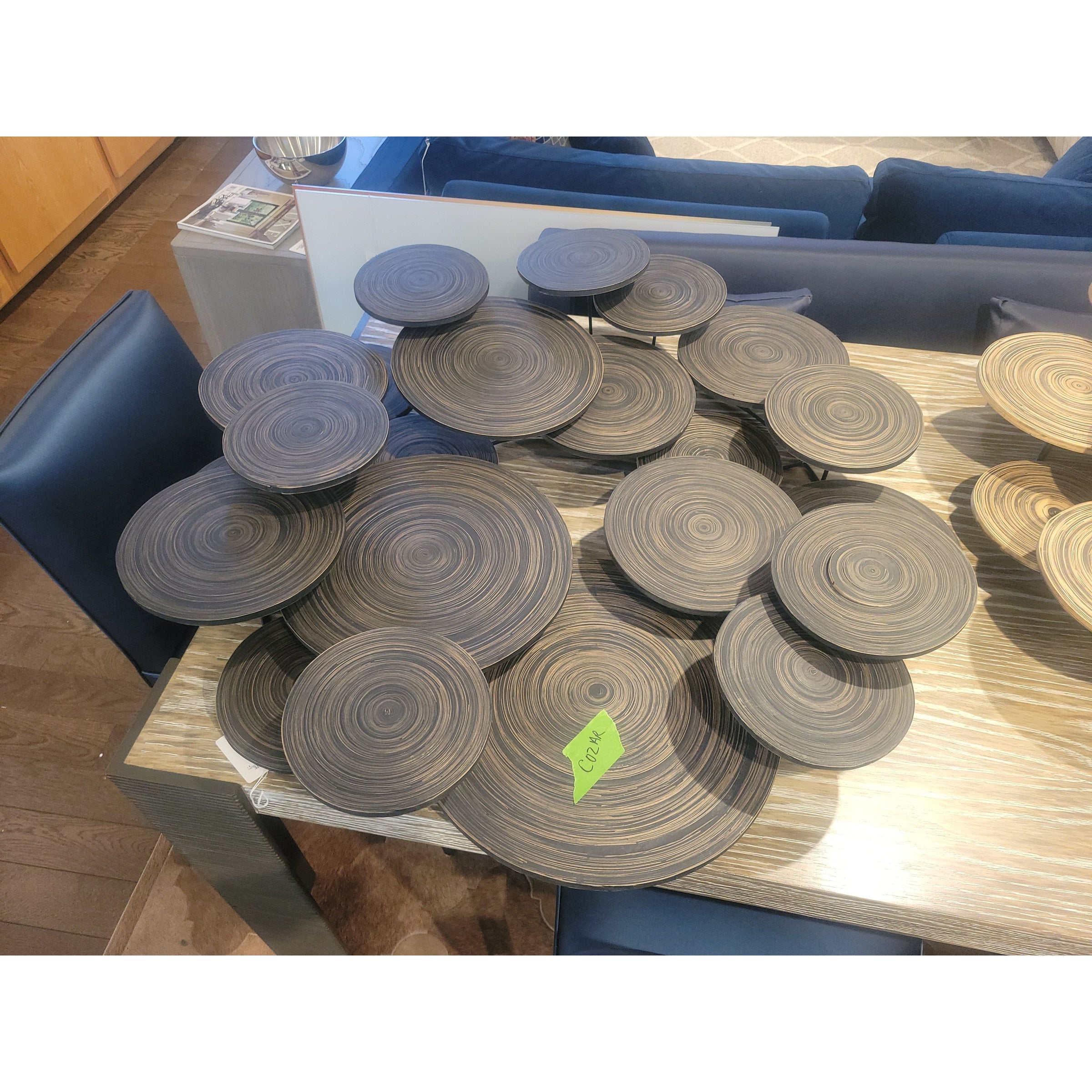 Dark Bamboo Overlapping Circles Wall Art