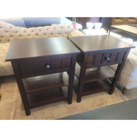 PAIR of Dark Wood 1-Drawer Nightstands - AS IS