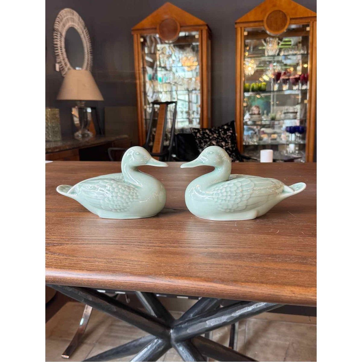 PAIR of Teal Porcelain Ducks