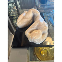 White Marble Woman Sculpture on Black Marble Base by Unknown LA Artist - colletteconsignment.com