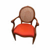 Vintage Bergere Style Armchair w/ Rust Colored Upholstered Seat and Caned Back