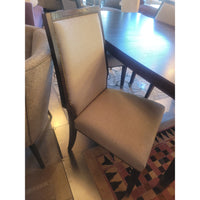 SET of 4 'Clarendon' Oak Nailhead Dining Chairs w/ Linen Upholstery by Bernhardt