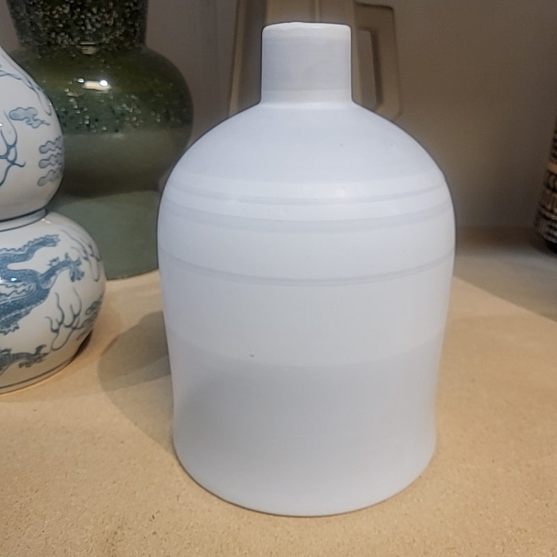 Matte Gray & White Striped Ceramic Jug