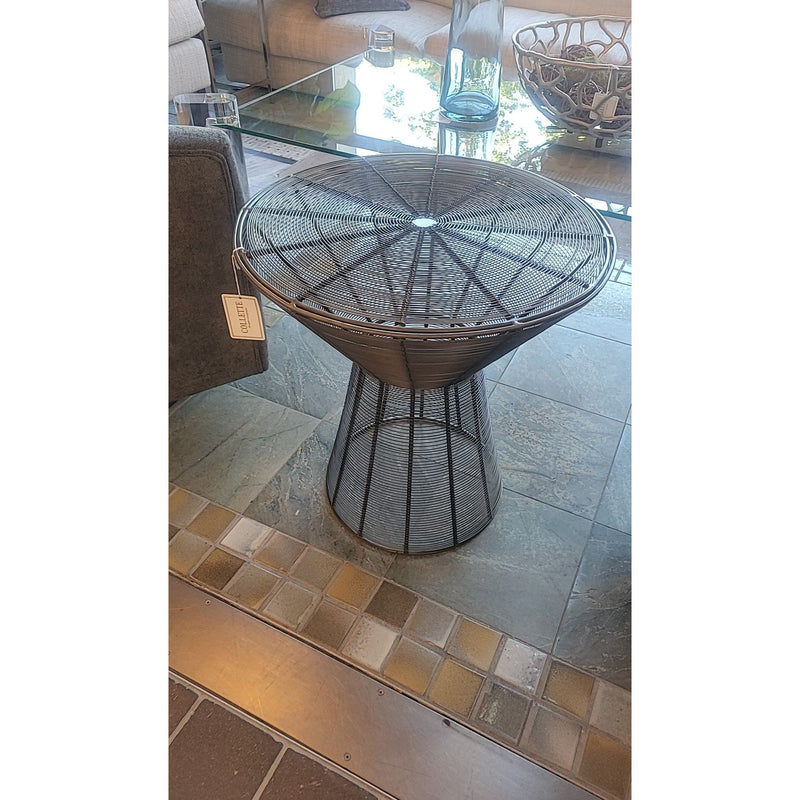 Steel Wire Accent Table w/ Vintage Brass Finish 22"Diam x 21"H