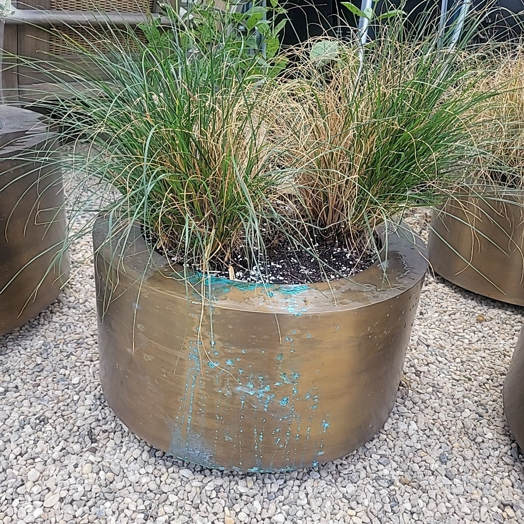 Royal Botania Small "Cuprum" Round Weathered Brass Planter