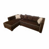 Brown Velvet Chaise Sectional w/ Beige Piping by Hickory Chair