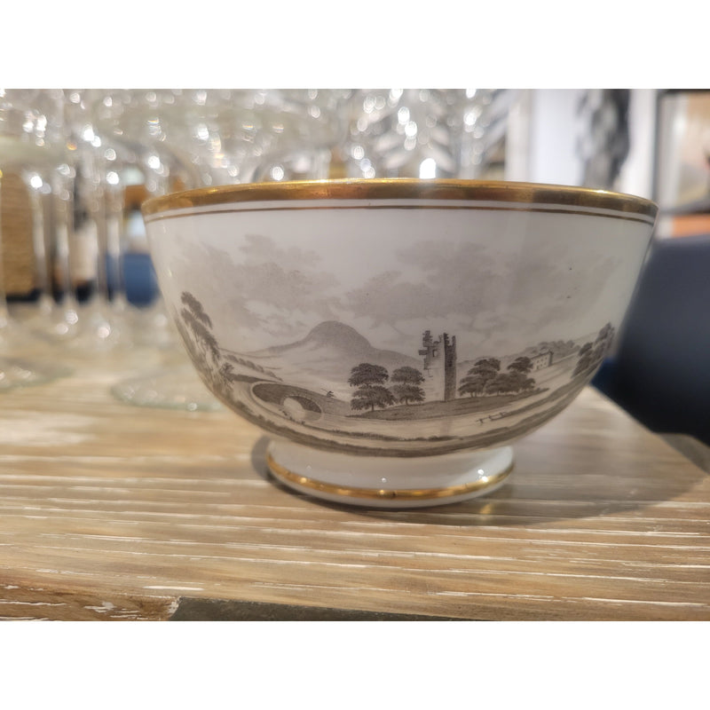 41-Pc 19th C. British Bat-Printed Porcelain Dish Set by Spode w/ Display Stands