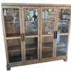 Restoration Hardware Gray Wood and Glass Cabinet