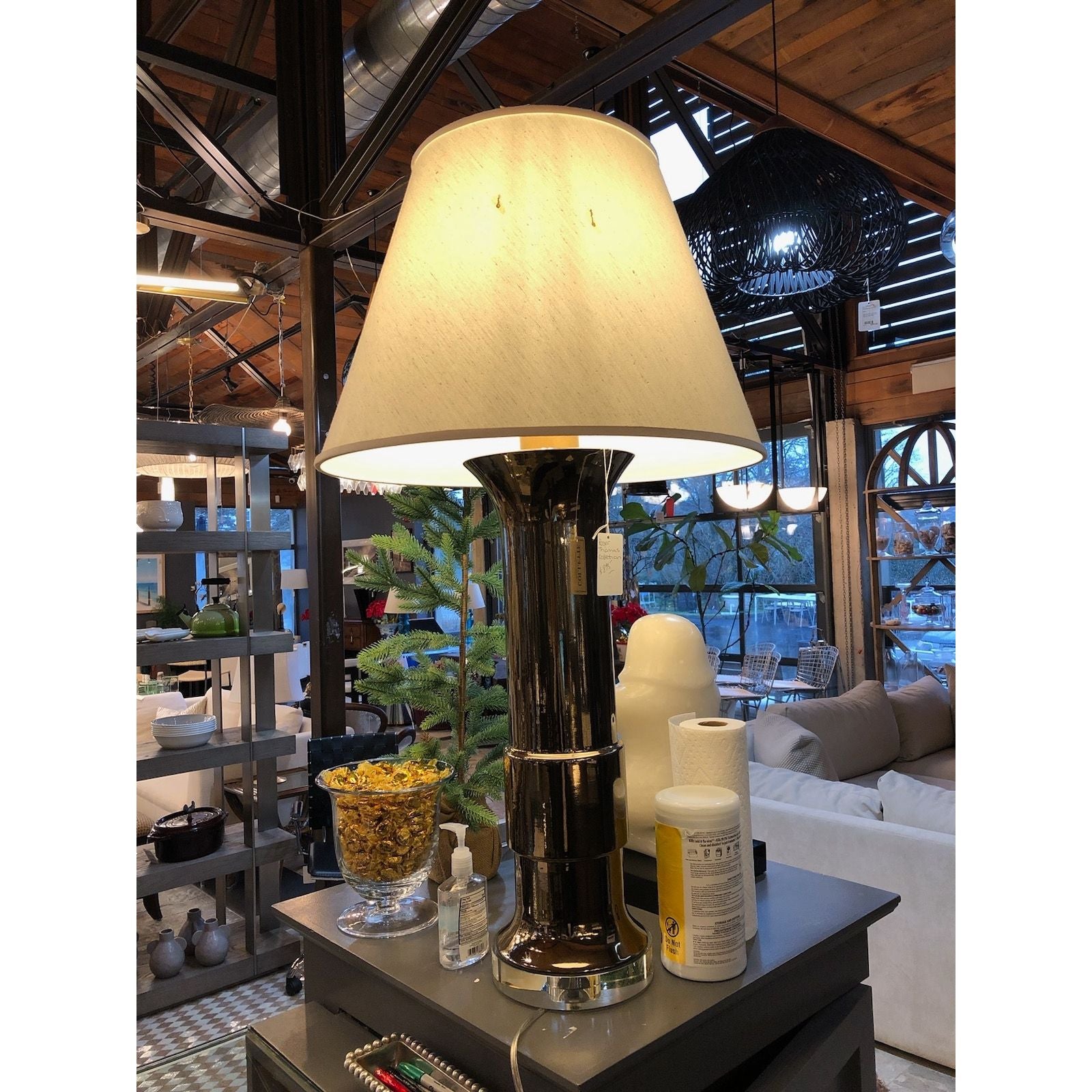 Roger Thomas Collection Mercury Glass Table Lamp w/ Shade - AS IS