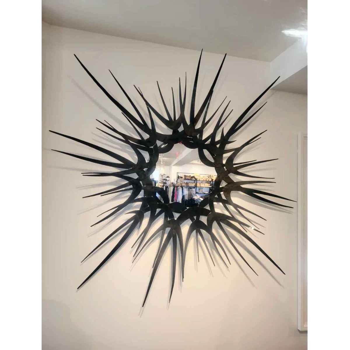 Custom Hammered Black Metal Wall Mirror