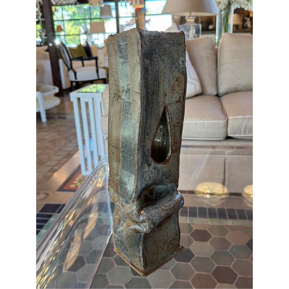 Ikebana Green Tower Sculptural Vase