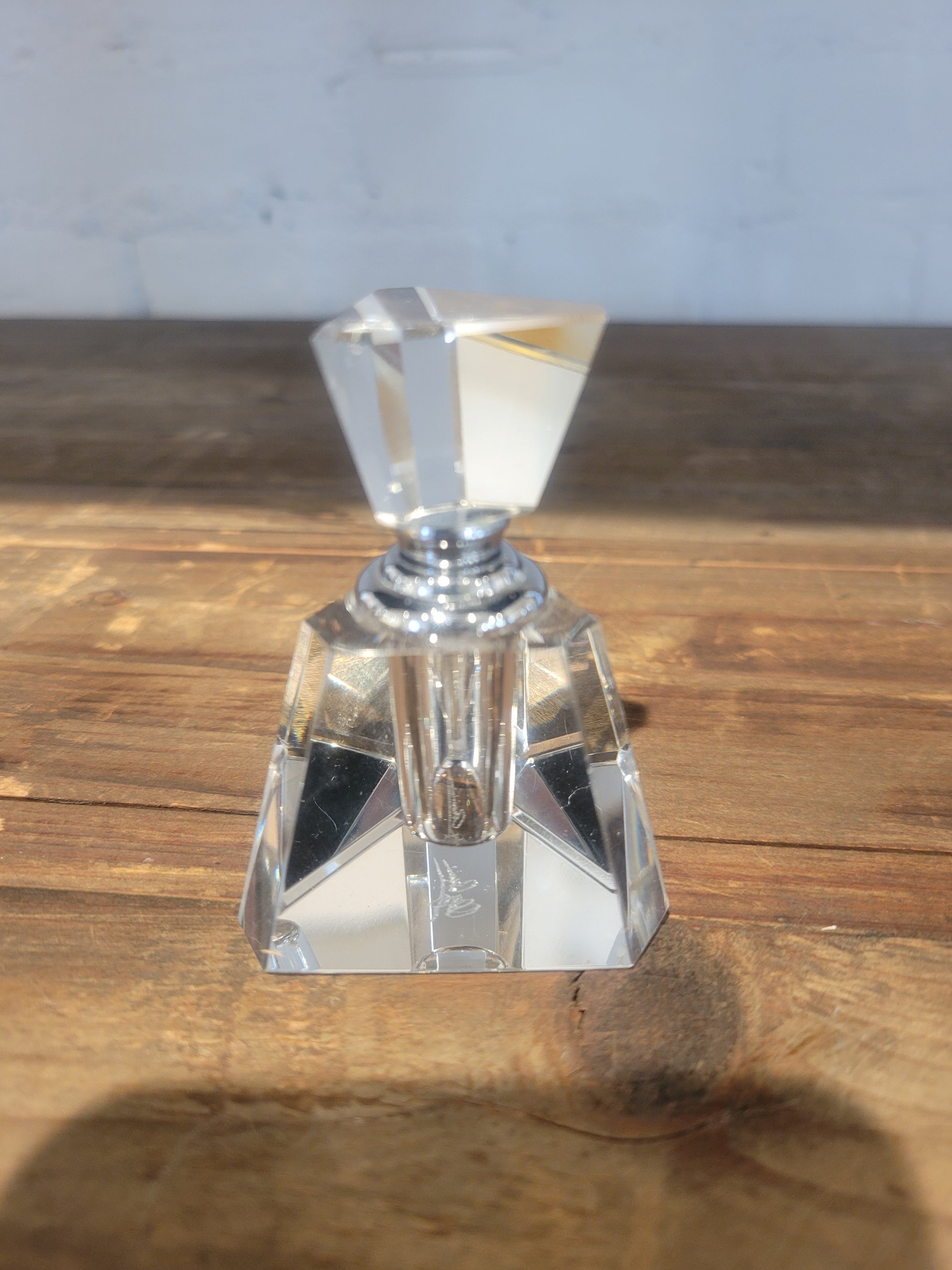 Oleg Cassini Crystal Pyramid Shaped Perfume Bottle