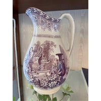 Antique Purple Transferware Porcelain Pitcher - colletteconsignment.com