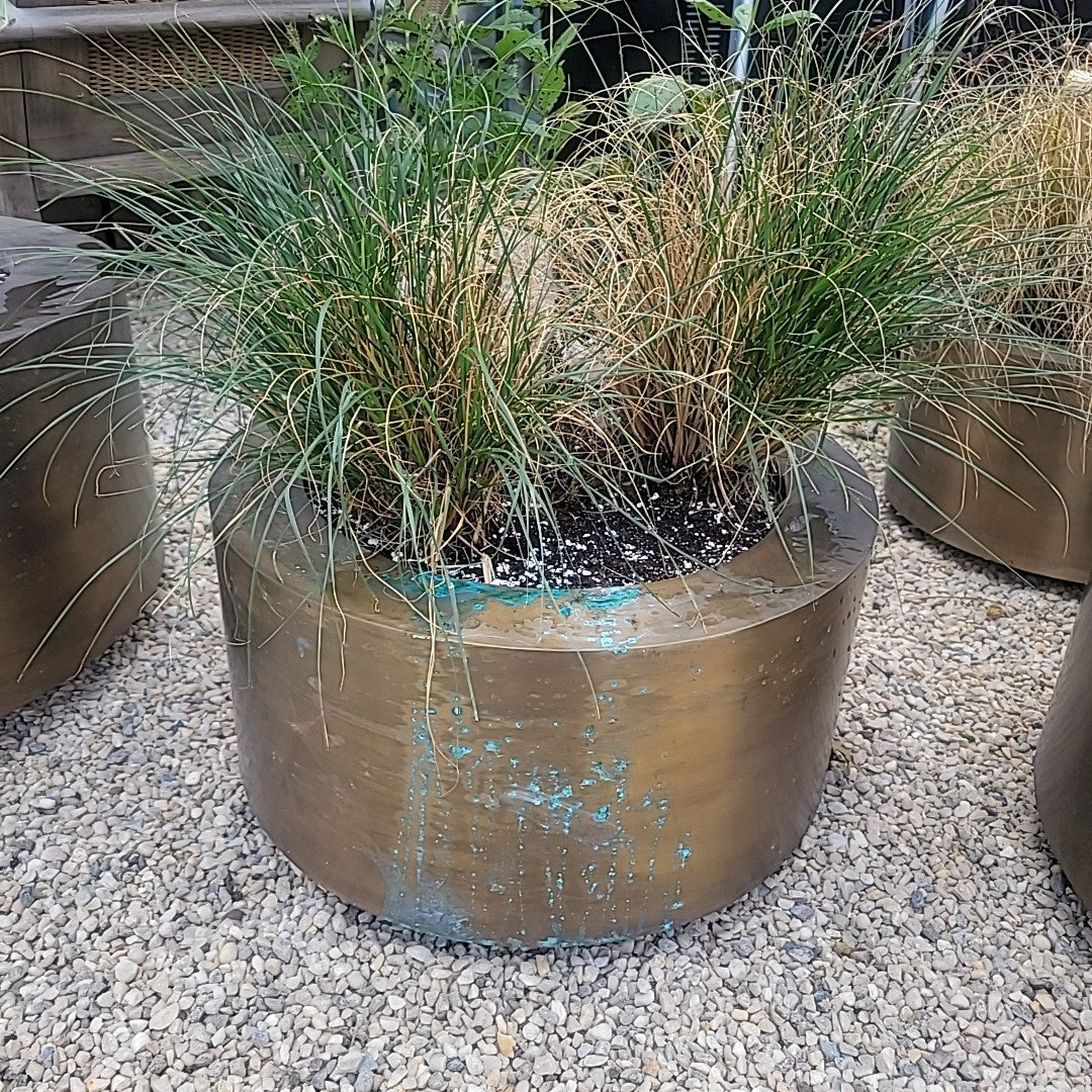 Royal Botania Small "Cuprum" Round Weathered Brass Planter