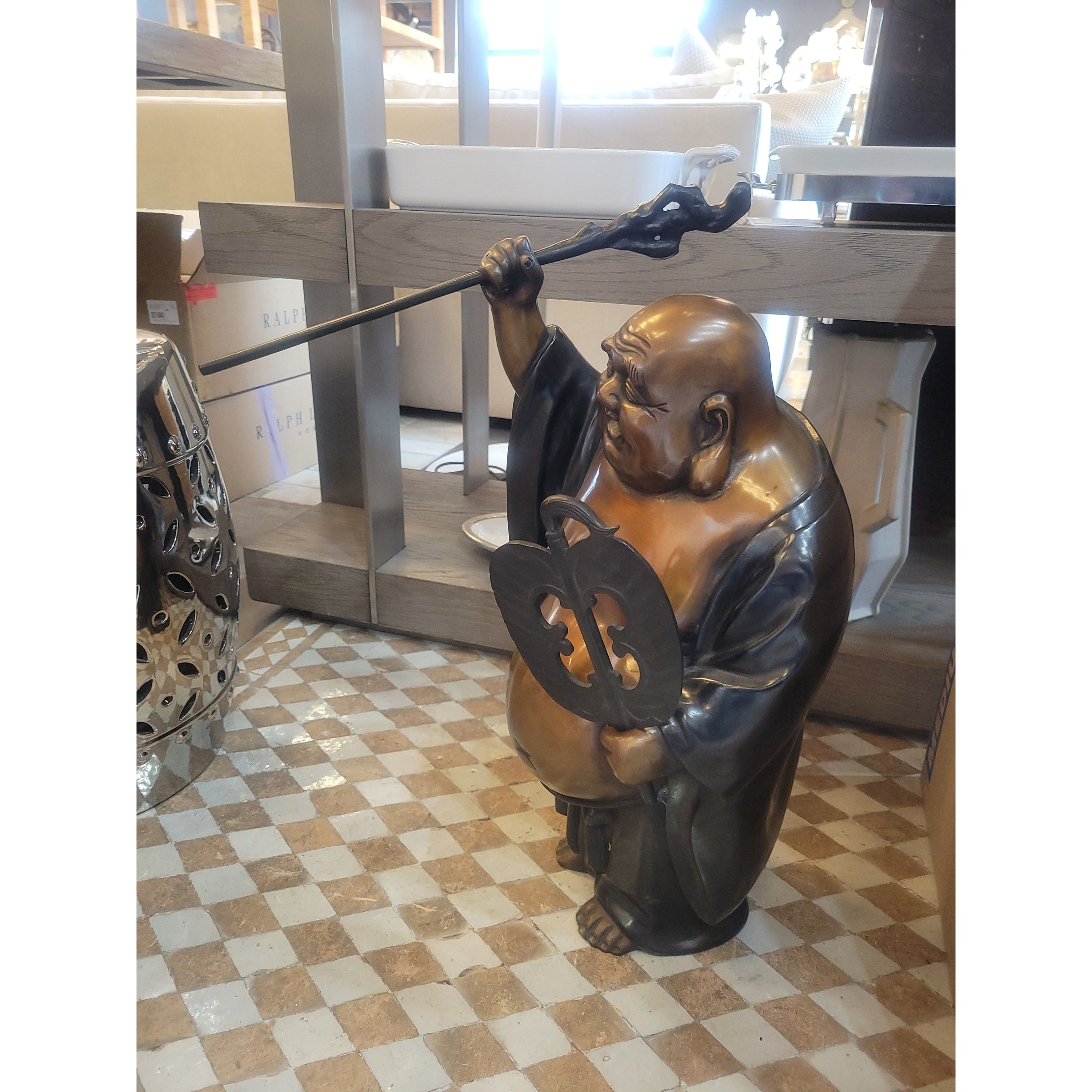 Bronze Finish Laughing Buddha Statue