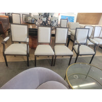 SET of 8 French Linen & Oak Dining Chairs by RH (Inc. 2 w/ Arms) - AS IS