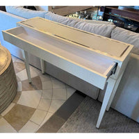 Custom Bleached Maple Console Table w/ Drawer & Shagreen Leather Top - AS IS