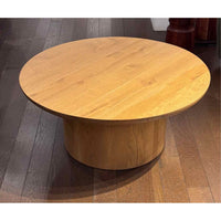 Round Natural Wood Pedestal Coffee Table