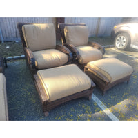 PAIR of Grand Manor Resin Wicker Chairs w/ Ottomans by Cast Classics (AS IS)