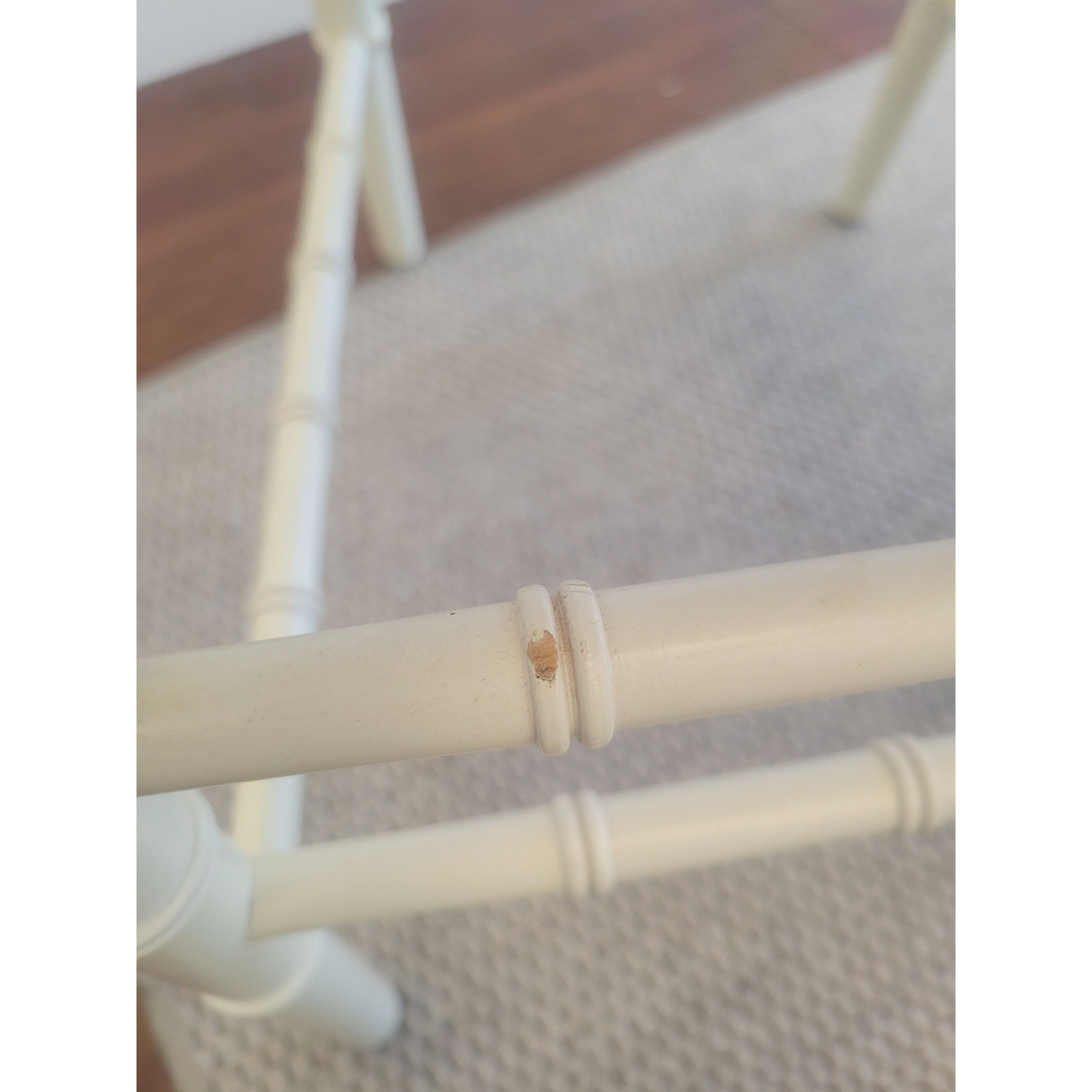 SET of 8 Bulgarian Faux Bamboo Dining Chairs w/ Tan Cushions - AS IS