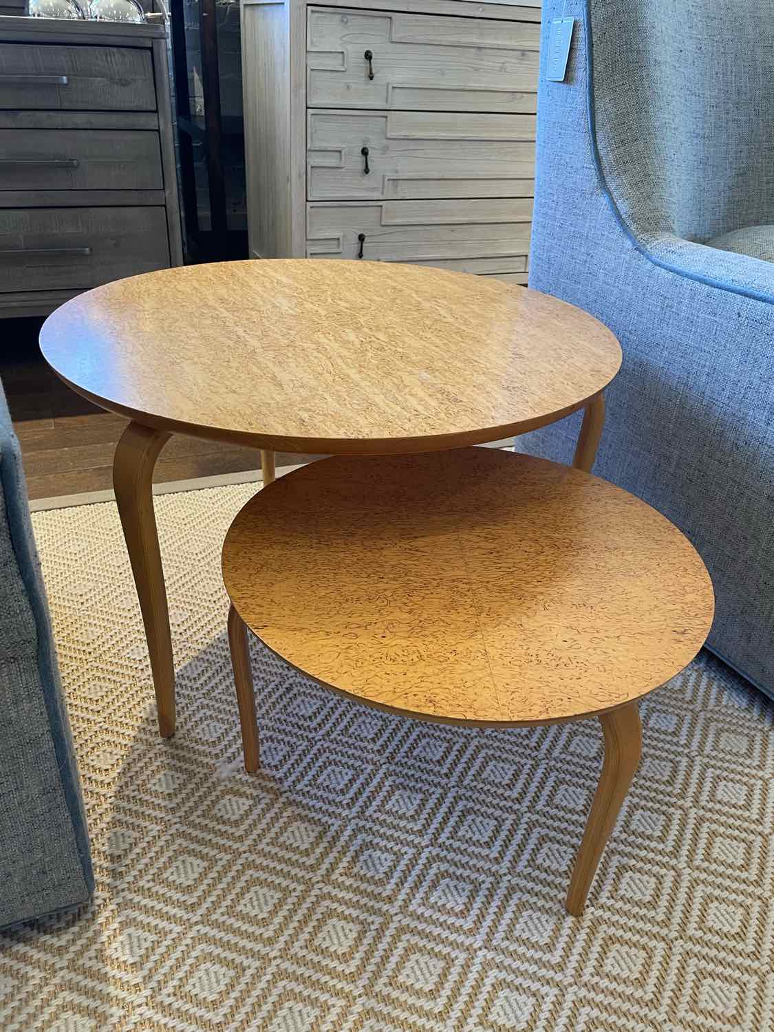 PAIR of Annika Round Nesting Tables by Bruno Mathsson for Dux