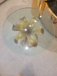 Arthur Court Style Gilded Lily Side Table w/ Glass Top (AS IS)