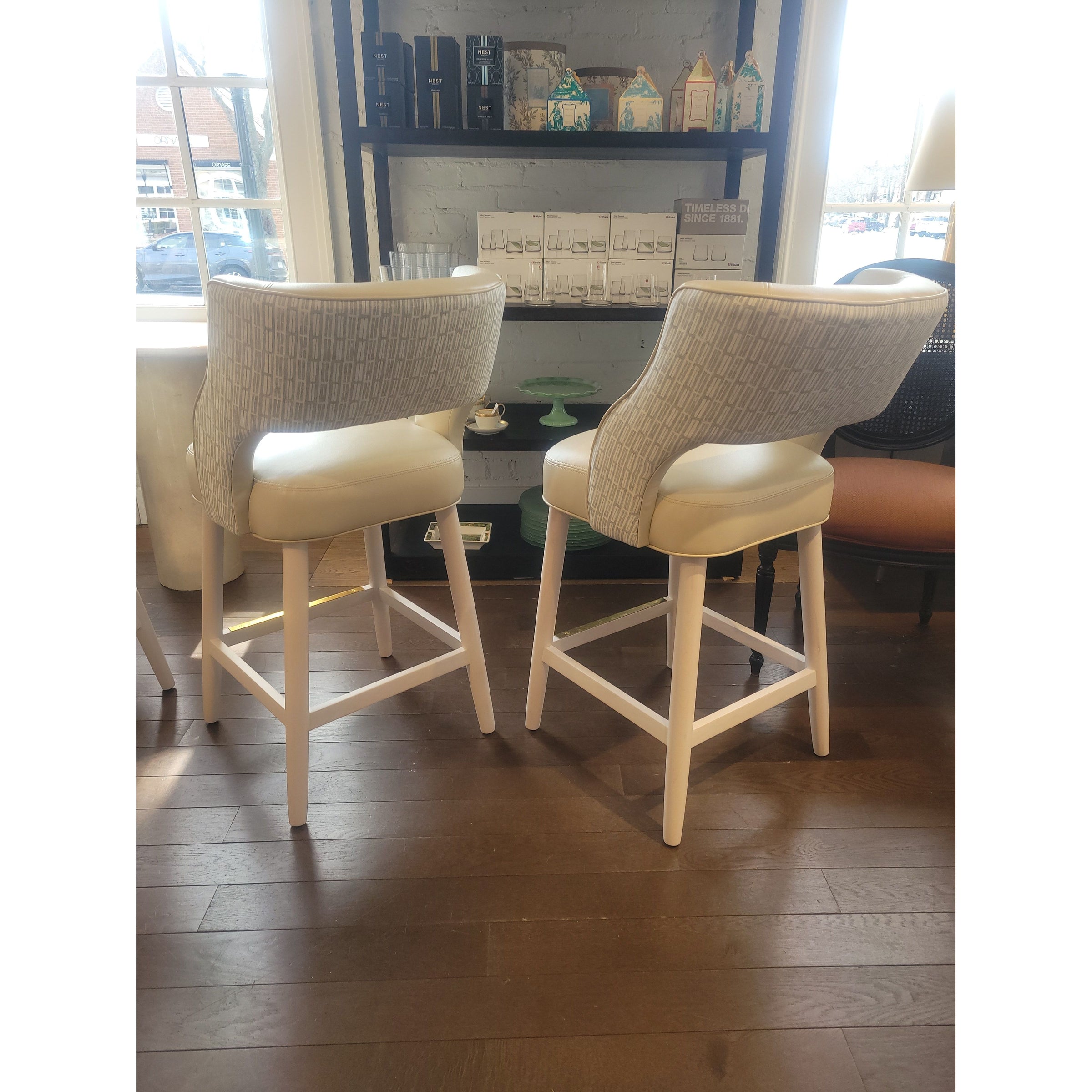 SET of 4 Custom 'Beccacino' Leather Counter Stools by Tailored Home - colletteconsignment.com