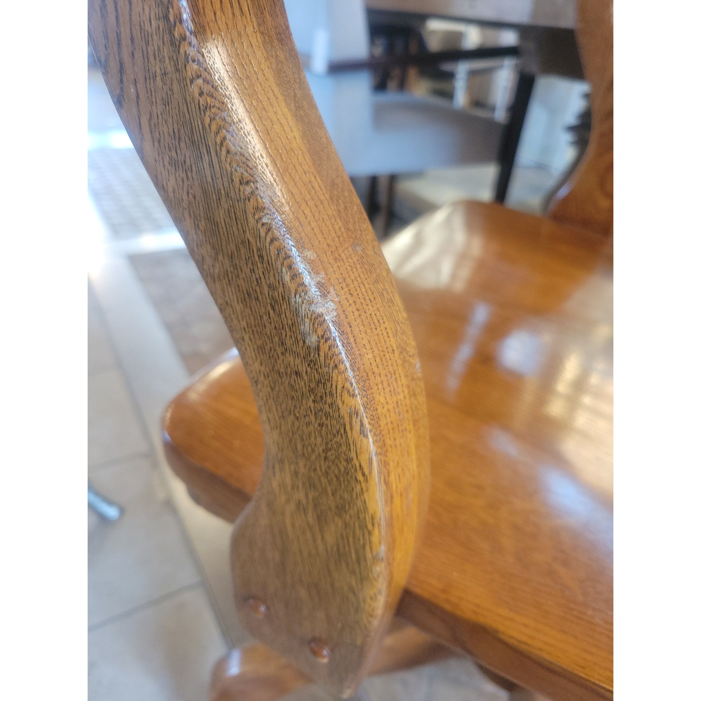 Antique Oak Rolling Bankers Chair