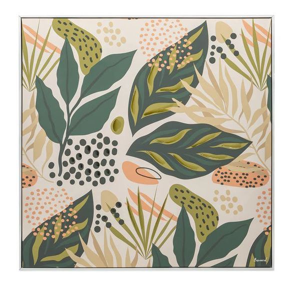 "Tropical Leaves Color" Digital Modern Art Print on Canvas