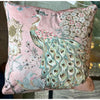 PAIR of Pink & Green Peacock Pillows
