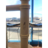 PAIR of Bulgarian Faux Bamboo Dining Chairs w/ Beige Cushions - AS IS