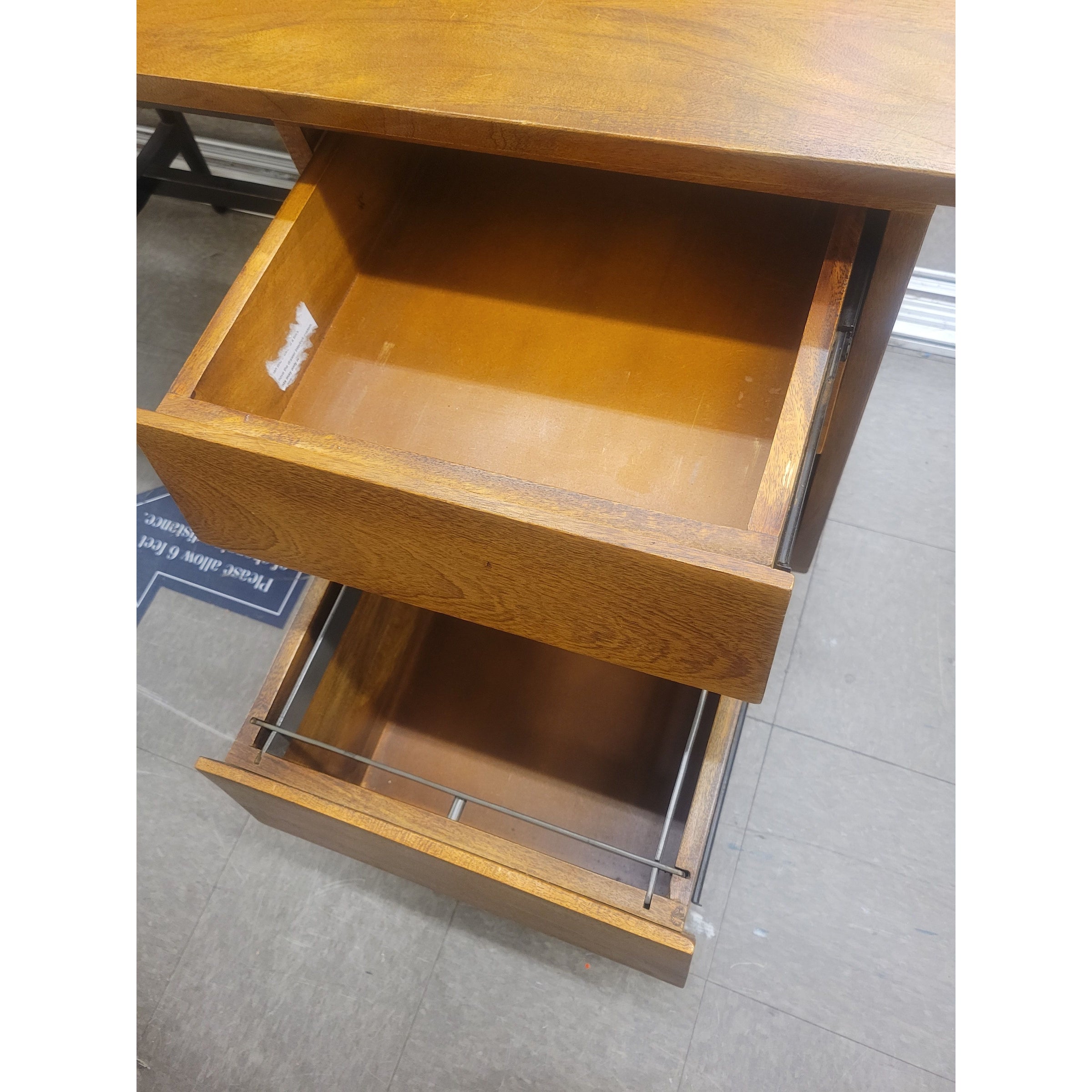 Mid-Century Style Chestnut Wood & Metal 3-Drawer Desk (AS IS)