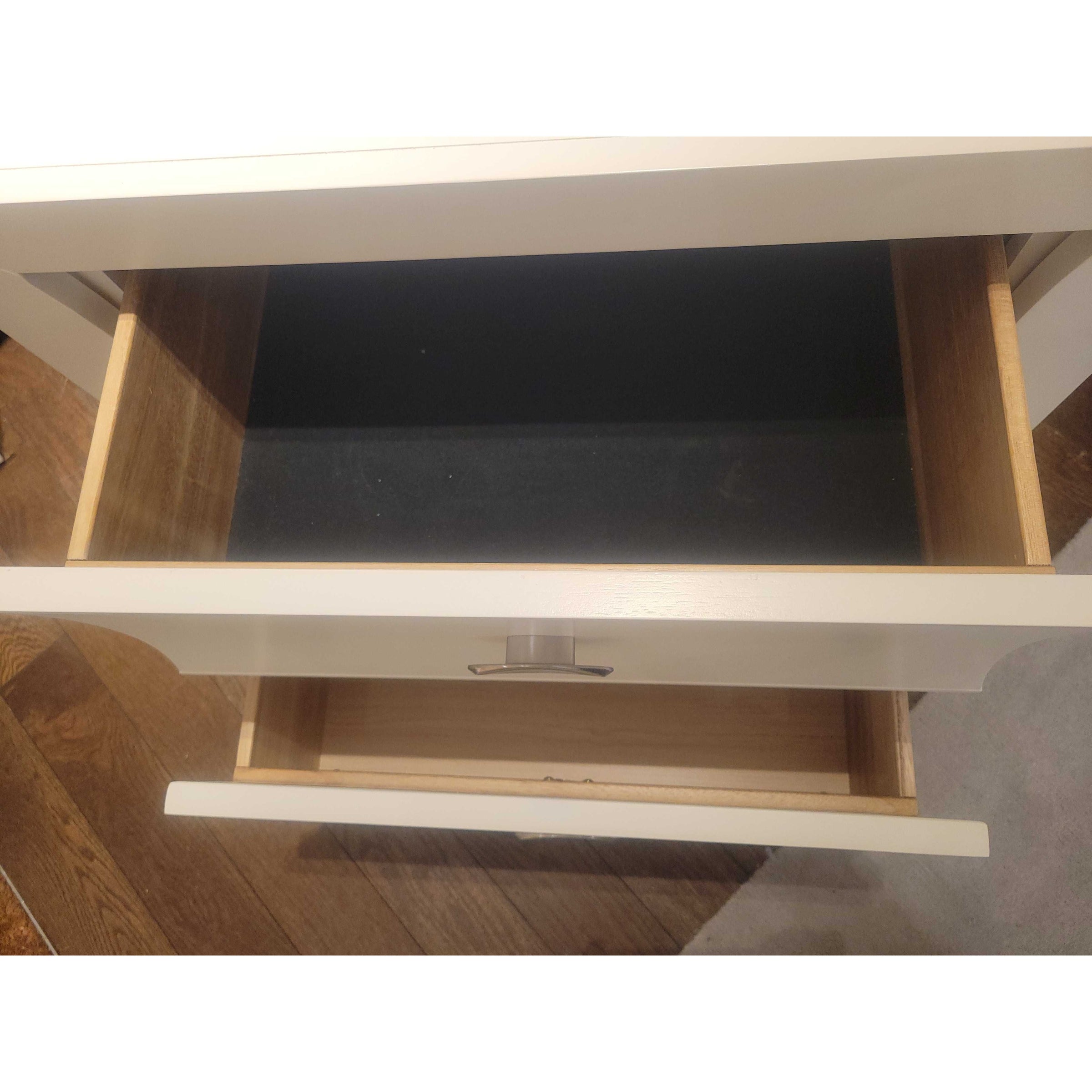 PAIR of Contemporary White Wood Dovetailed 2-Drawer Nightstands