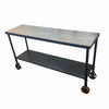 Rustic Woodtop 2-Tier Rolling Metal Console Table