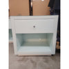 'Farrah' Baby Blue Lacquer & Glass Side Table / Night Stand by Michele Pelafas