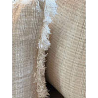 PAIR of Beige Fringe Throw Pillows by Magaschoni