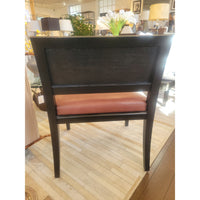 PAIR of Brown Leather & Dark Wood Chairs