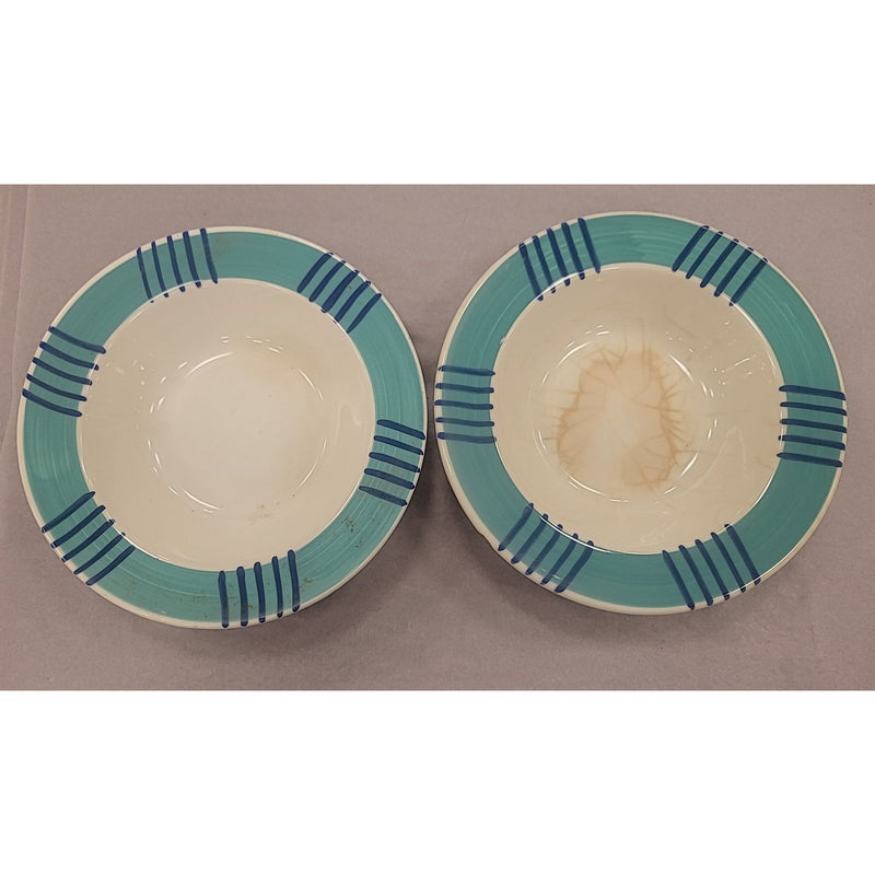 Pair of Teal Edge Ceramic Bowls