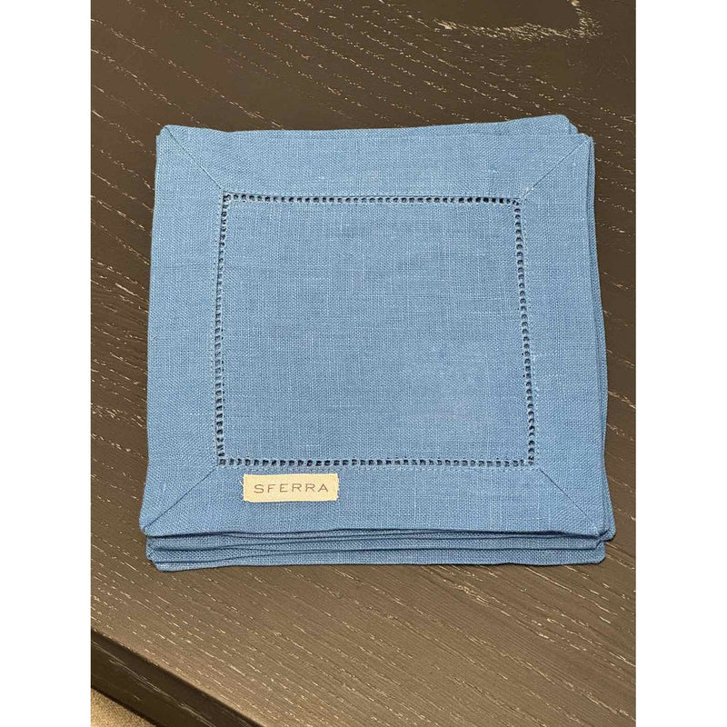 SET of 6 Sferra Fine Linen Blue Cocktail Napkins