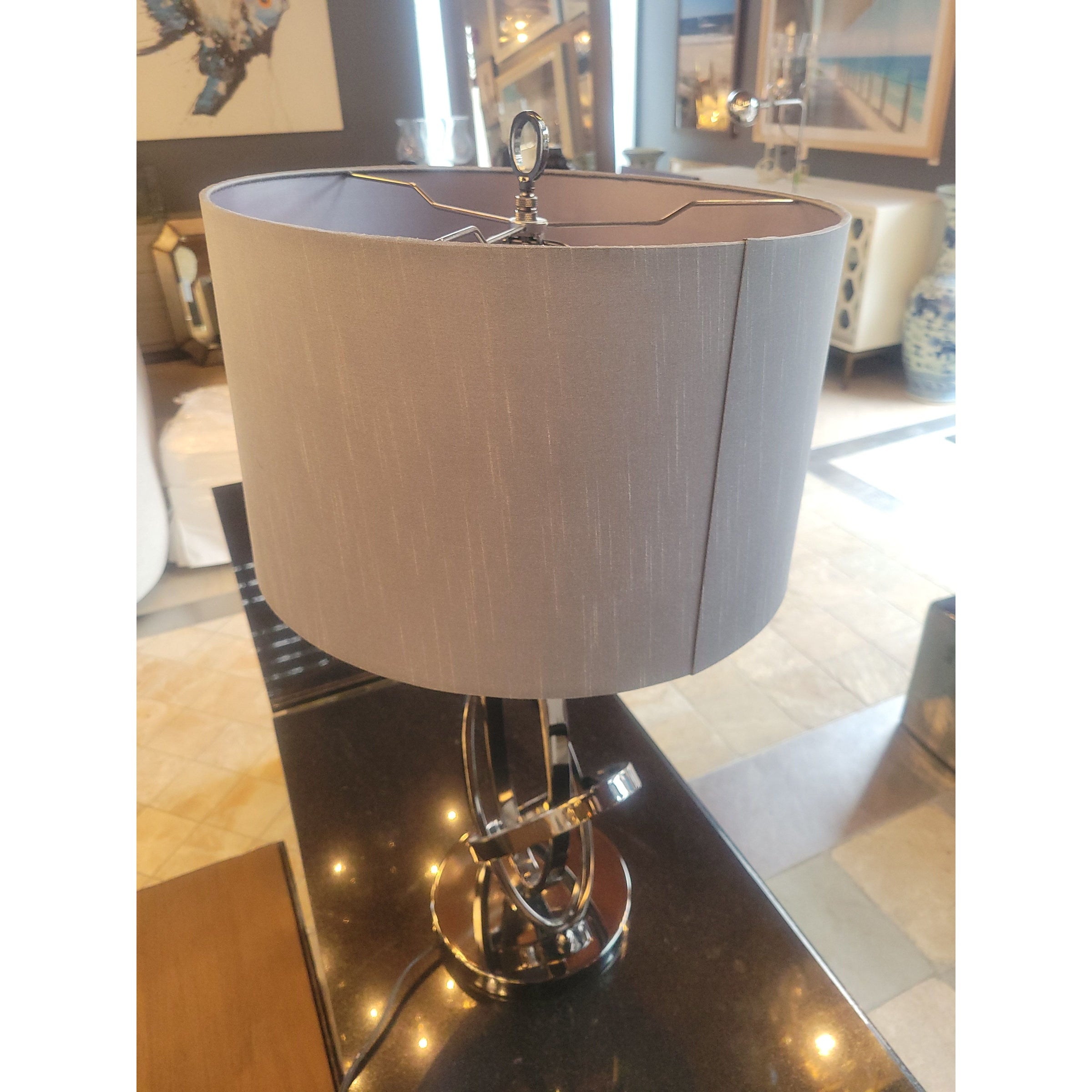 Polished Gunmetal Interlocking Loops Table Lamp w/ Shade