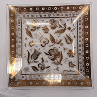 Georges Briard Gold Glass Flat Edge Square Platter