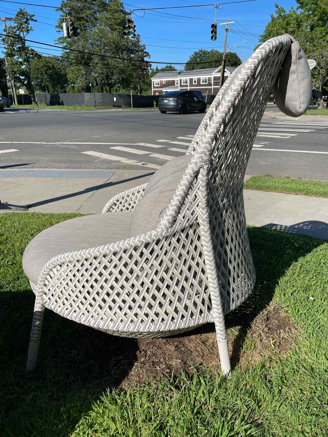 PAIR of All Weather Wicker Ahnda Lounge Chairs w/ Neck Pillow by Dedon (AS IS)