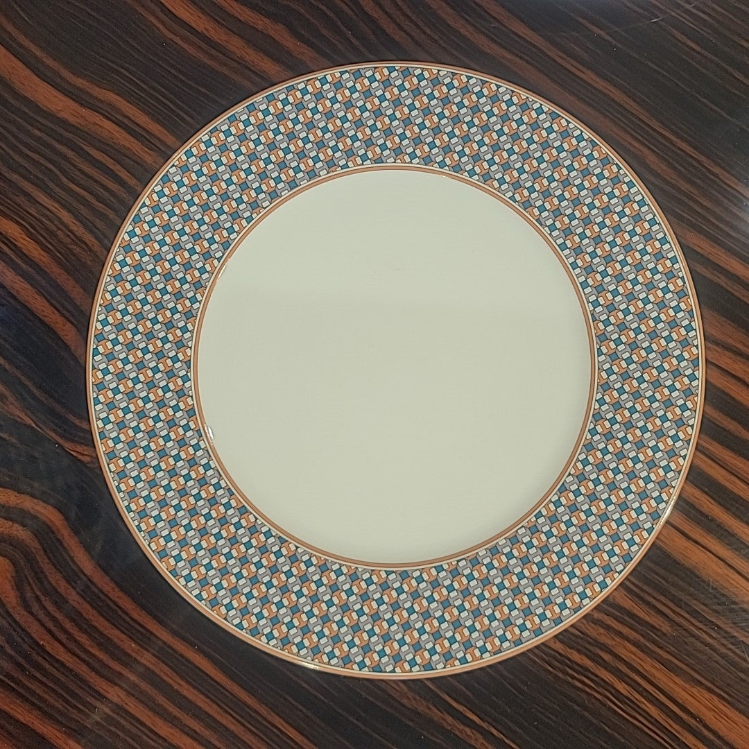 Hermes Tie Set Porcelain Salad / Dessert Plate w/ Orange Trim
