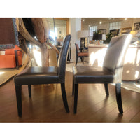 SET of 8 Brown Leather Dining Chairs - colletteconsignment.com