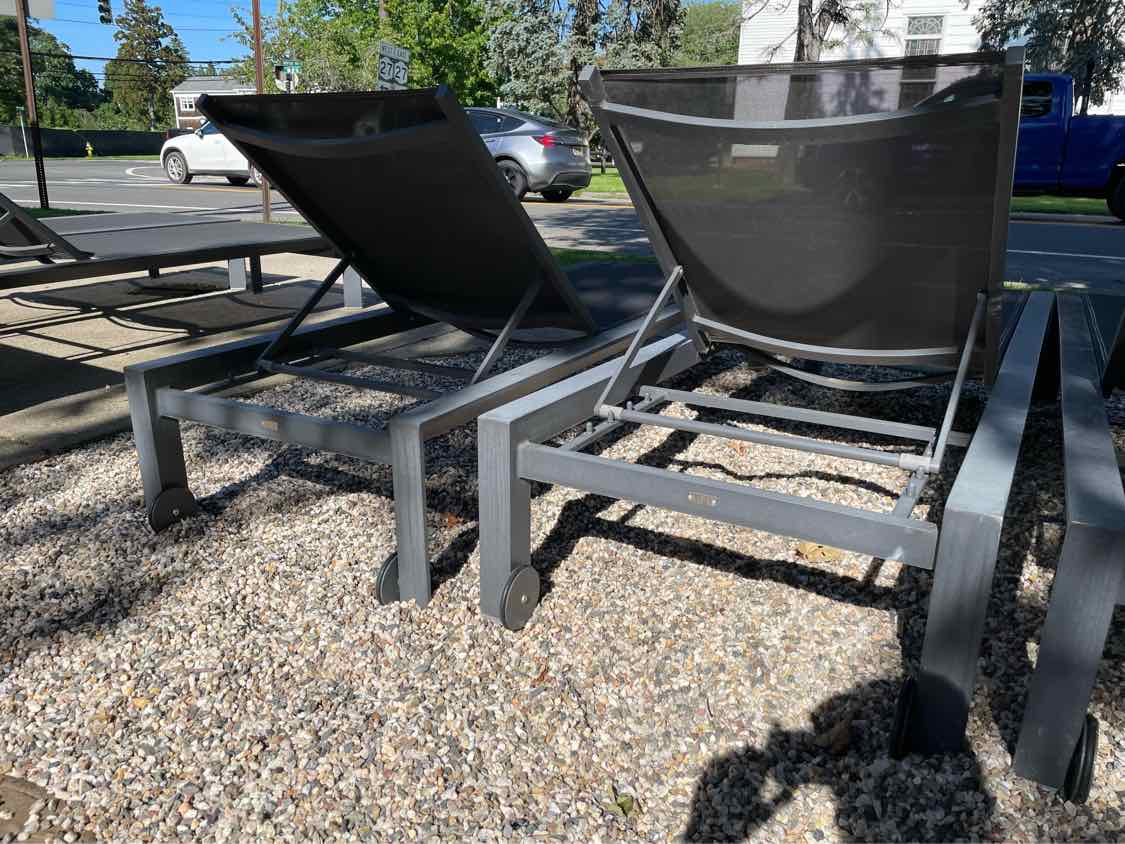 PAIR of Gray Mesh & Metal Outdoor Loungers by Life Outdoor Living (AS IS)