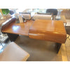 Mid-Century Curved Wood 1-Drawer Desk w/ Iron Legs