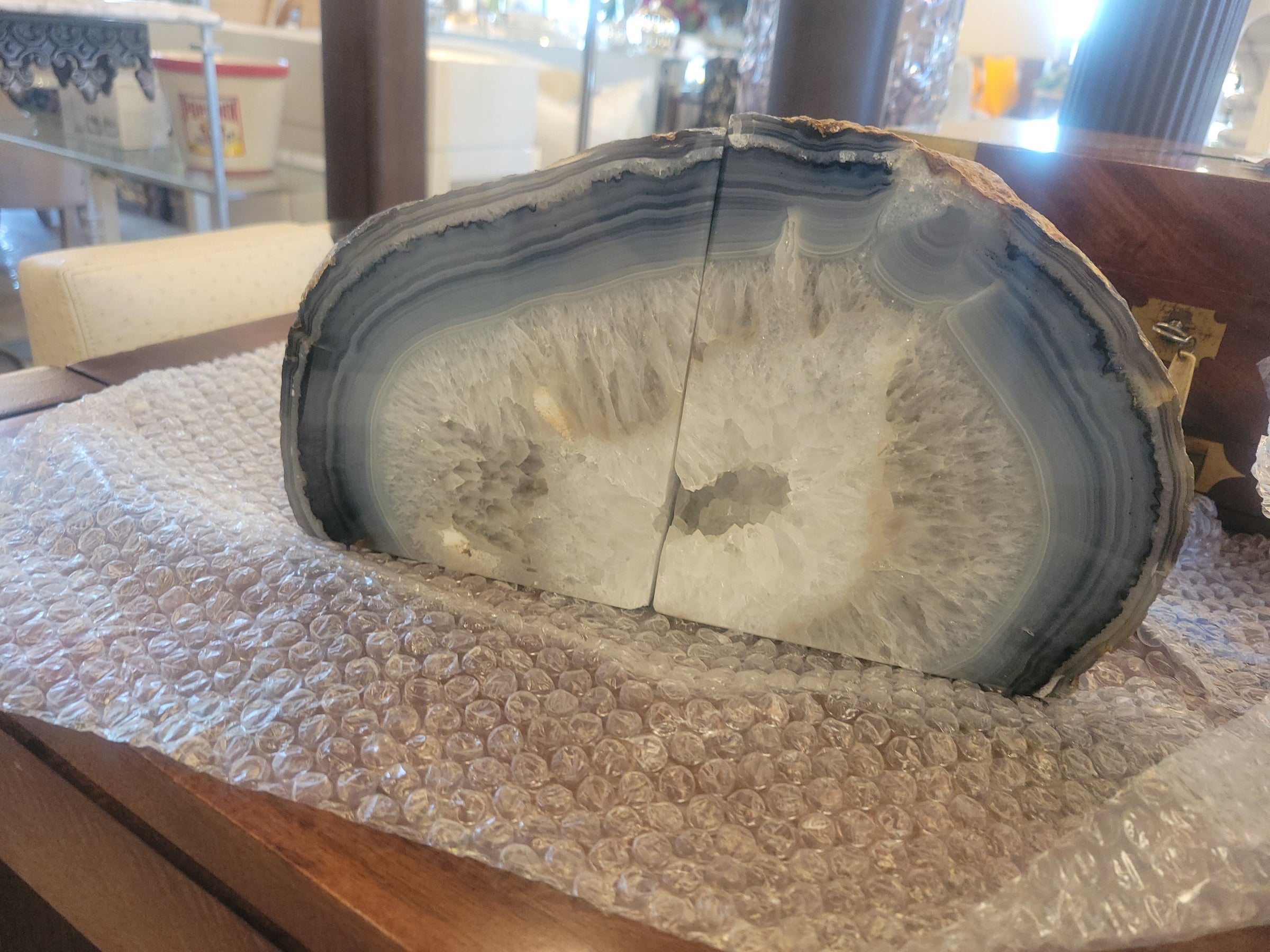 Pair of Blue Agate Geode Bookends by Jonathan Adler